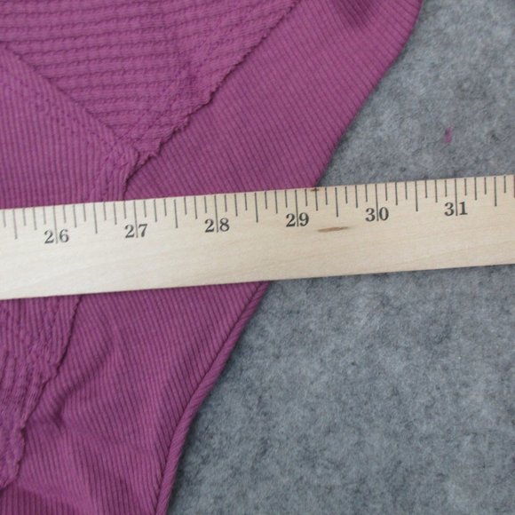 Free People Thermal Womens Small Mulberry Santa Clara Shirt Top V Neck NEW - Picture 9 of 11